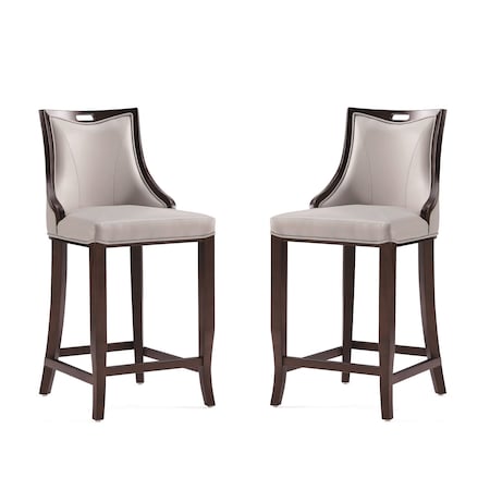 Manhattan Comfort Emperor Faux Leather Barstool in Light Grey - Set of 2 2-BS008-LG